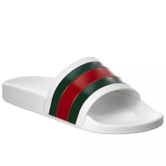 Gucci Men’s Web Logo Slide Sandals Size 13 US/12 UK - Picture 1 of 11